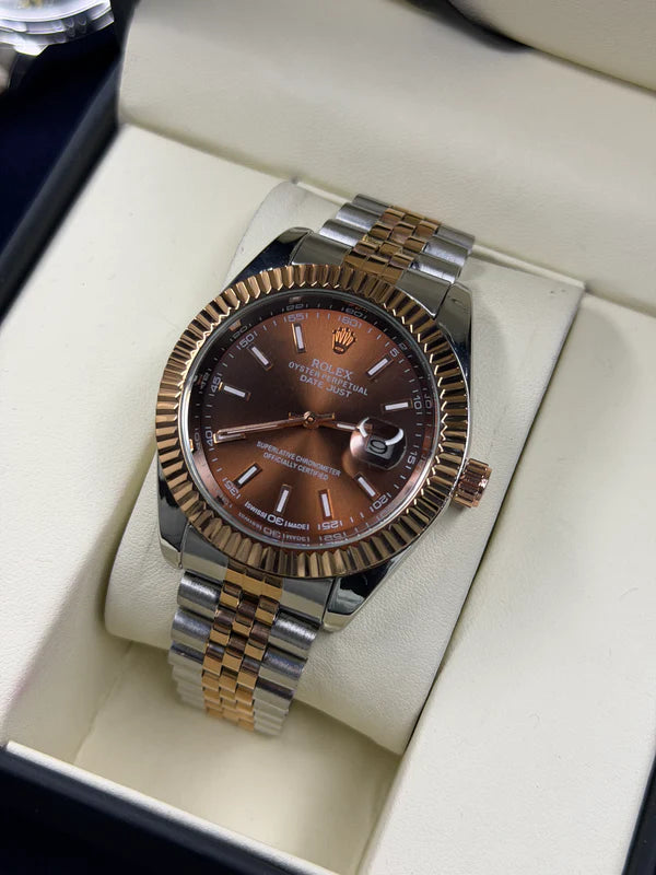 Rollie Chocolate Dial Stainless Steel Watch